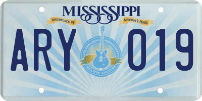 MS license plate ARY019