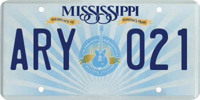 MS license plate ARY021