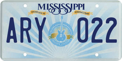 MS license plate ARY022
