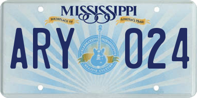 MS license plate ARY024