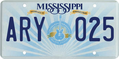 MS license plate ARY025