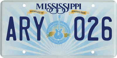 MS license plate ARY026