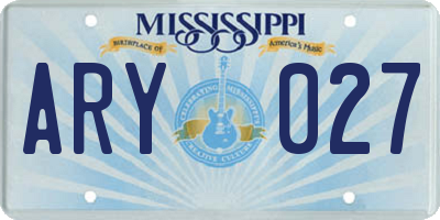 MS license plate ARY027