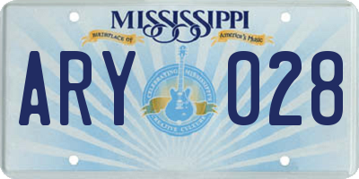 MS license plate ARY028