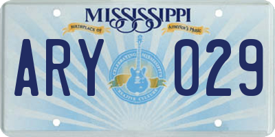 MS license plate ARY029