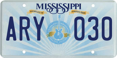 MS license plate ARY030