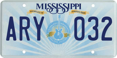 MS license plate ARY032