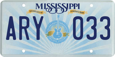 MS license plate ARY033