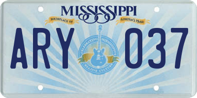 MS license plate ARY037