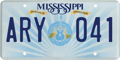 MS license plate ARY041