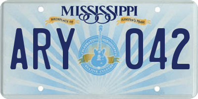 MS license plate ARY042