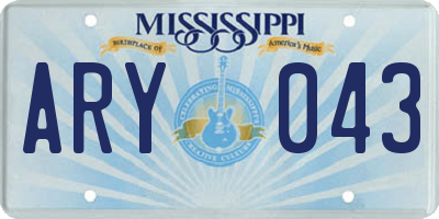 MS license plate ARY043