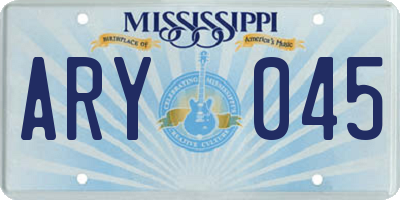 MS license plate ARY045