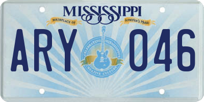 MS license plate ARY046