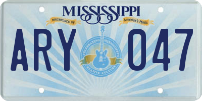 MS license plate ARY047
