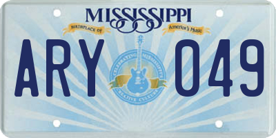 MS license plate ARY049