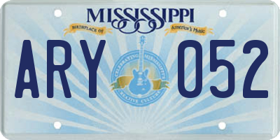 MS license plate ARY052