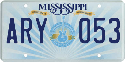 MS license plate ARY053