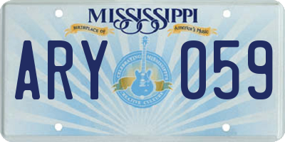 MS license plate ARY059