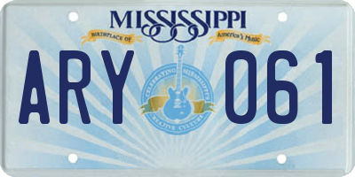 MS license plate ARY061