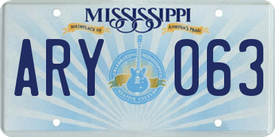 MS license plate ARY063
