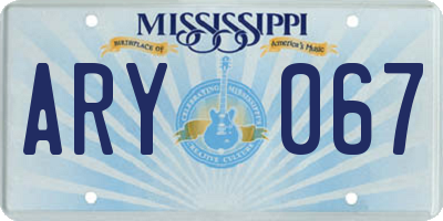 MS license plate ARY067