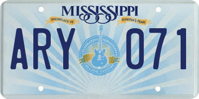 MS license plate ARY071