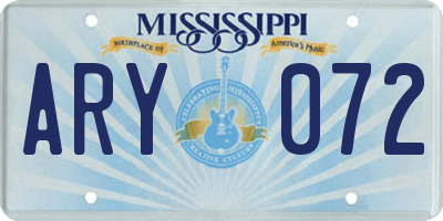 MS license plate ARY072