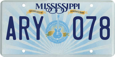 MS license plate ARY078