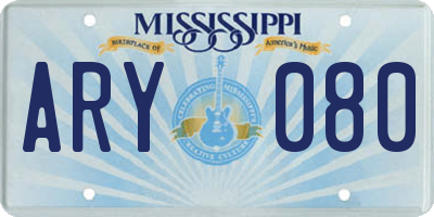 MS license plate ARY080