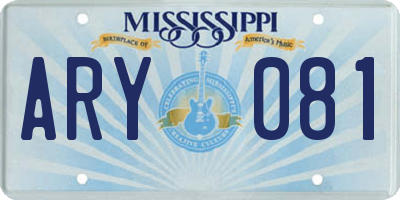 MS license plate ARY081