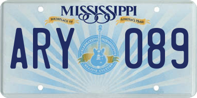 MS license plate ARY089