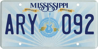 MS license plate ARY092