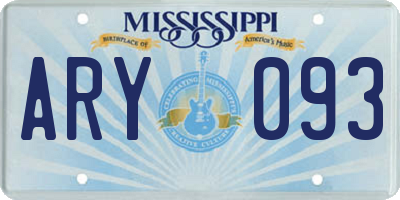 MS license plate ARY093
