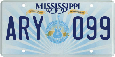 MS license plate ARY099