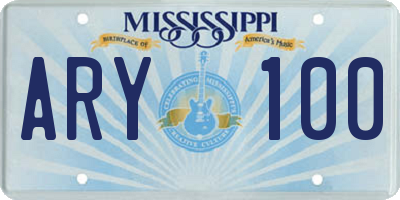 MS license plate ARY100