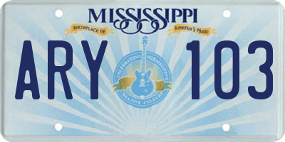 MS license plate ARY103