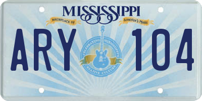 MS license plate ARY104