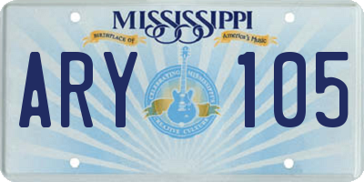 MS license plate ARY105