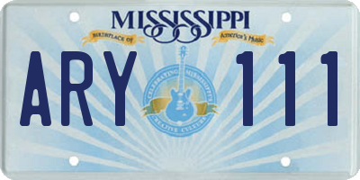 MS license plate ARY111