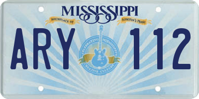 MS license plate ARY112