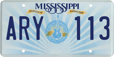 MS license plate ARY113