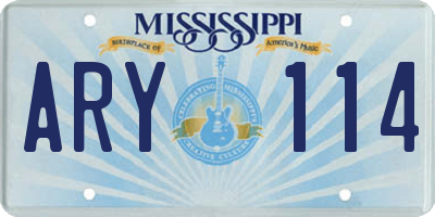 MS license plate ARY114