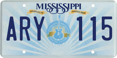 MS license plate ARY115