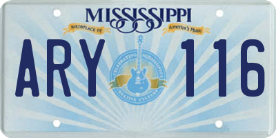 MS license plate ARY116