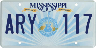 MS license plate ARY117