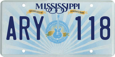 MS license plate ARY118