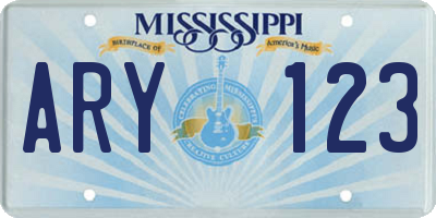 MS license plate ARY123