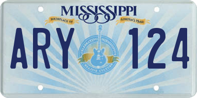 MS license plate ARY124