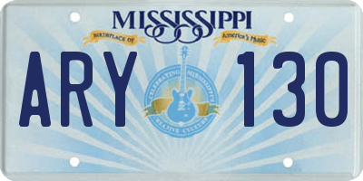 MS license plate ARY130